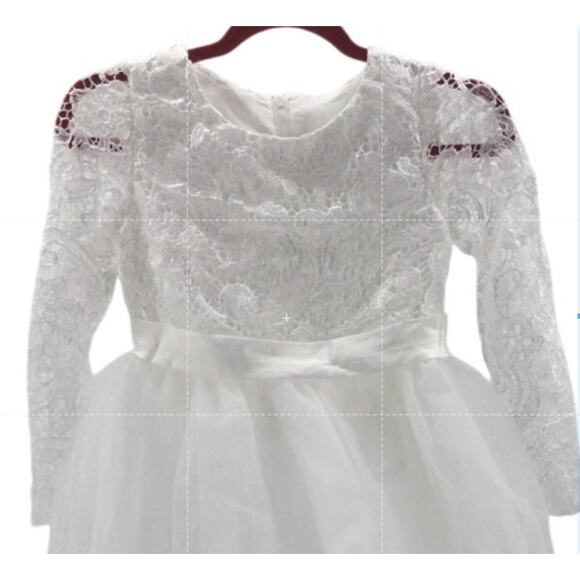 FLOWER GIRL'S PARTY DRESS SZ 10-11 Y white communion baptism christening NEW B40 - Picture 3 of 7